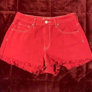 Cherry red jean shorts